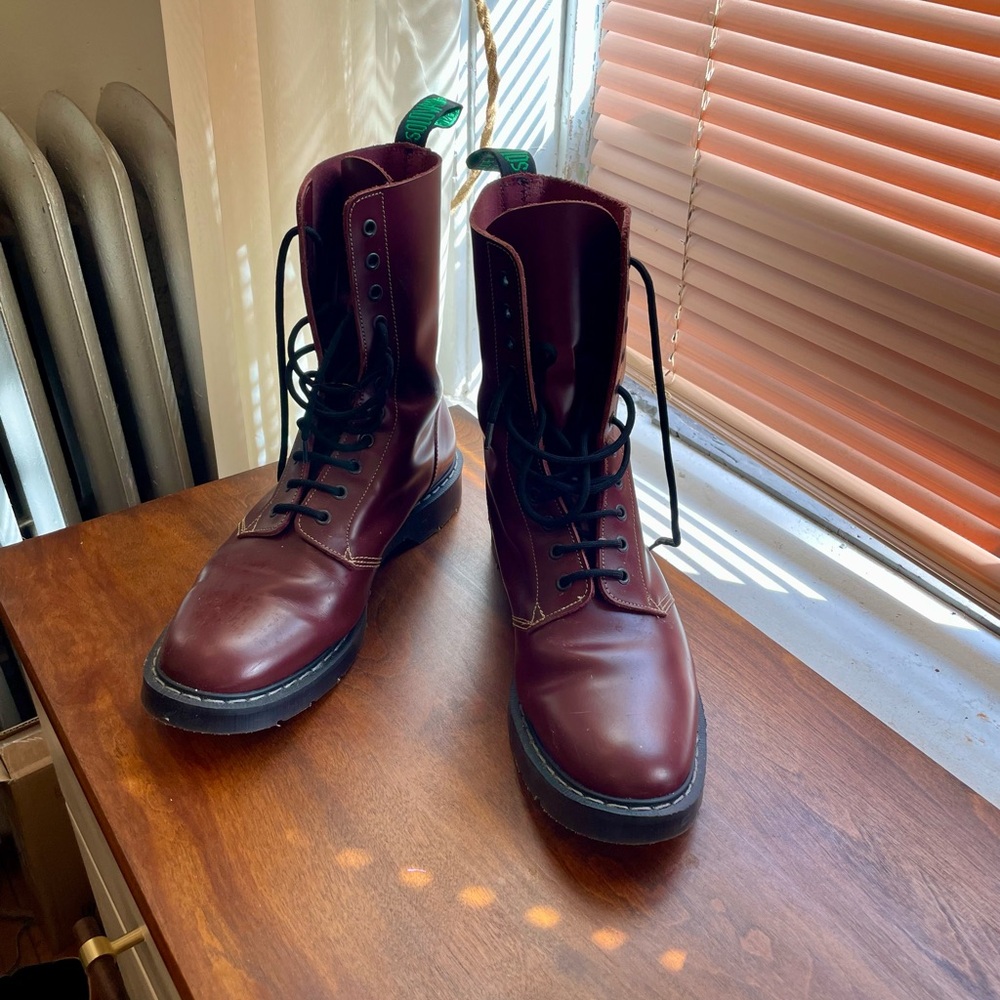 Solovair Burgundy Leather Boots for Men